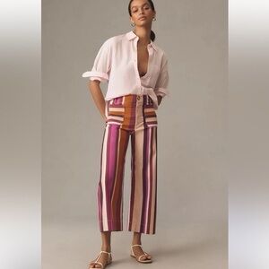 🤩 NWT Anthropologie Maeve Colette Cropped Wide-Leg Pants Magic Fabric ✨